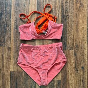 free-est Lurex Misty Top + Billie Bottom - Orange, Medium